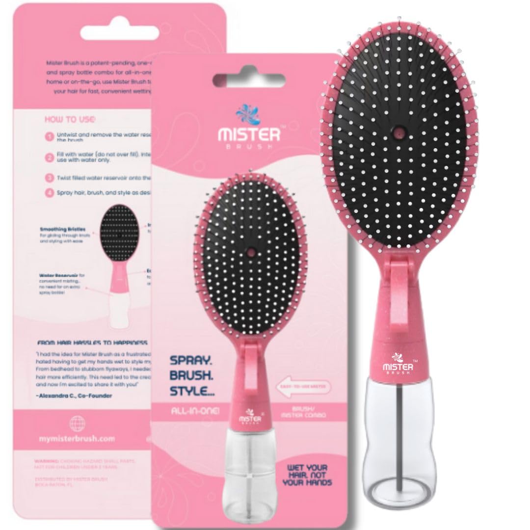 2-in-1 Misting Hairbrush - Innovative Spray-Integrated Detangling Tool for Wet & Dry Styling (White)