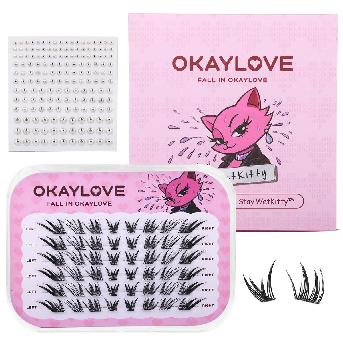 Brown Idol Lash Clusters Kit - Clear Band Natural Wispy Eyelash Extensions with Bond and Seal, 9-16mm