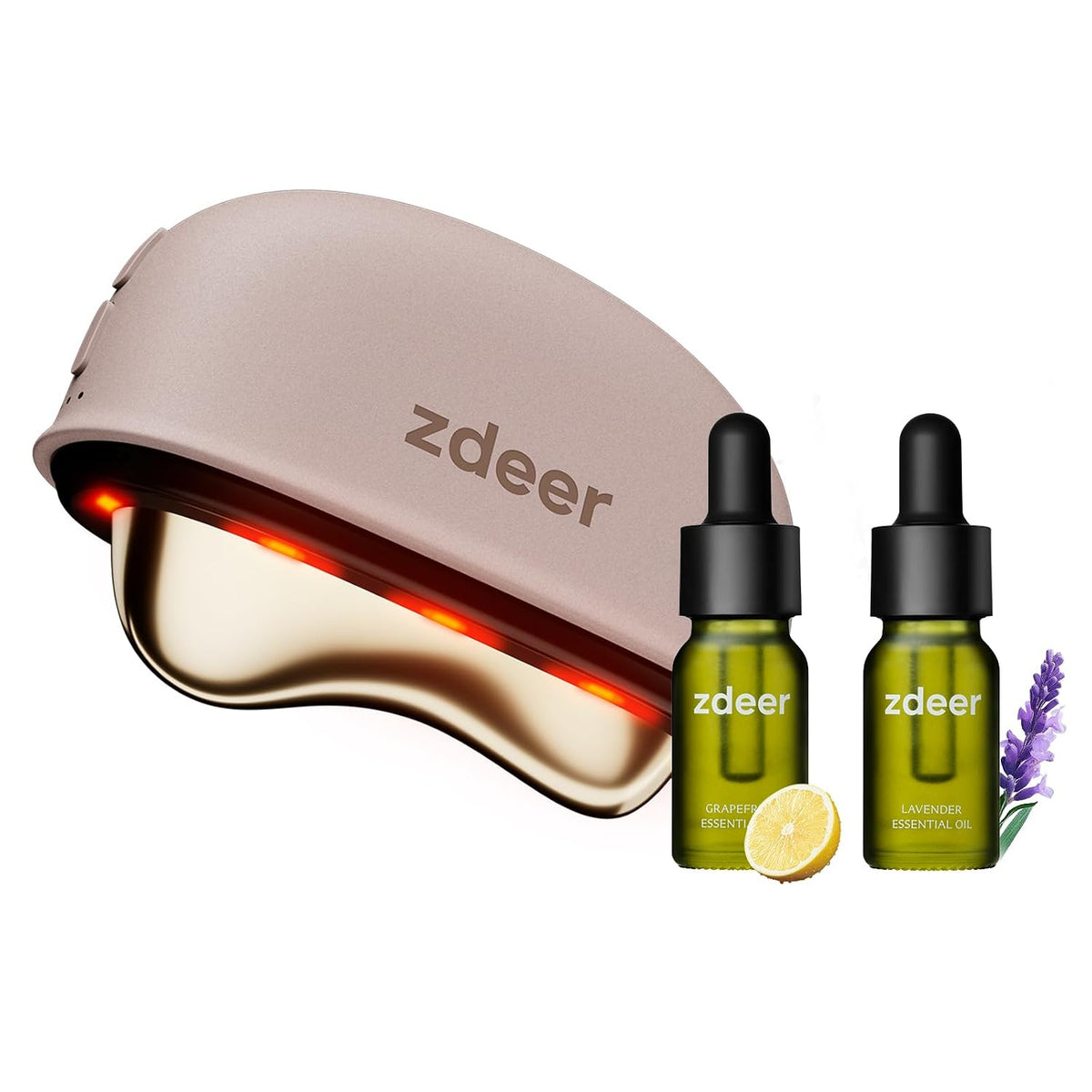 Brass Electric Heated Gua Sha Facial Sculpting Tool with Red Light Therapy & Vibration