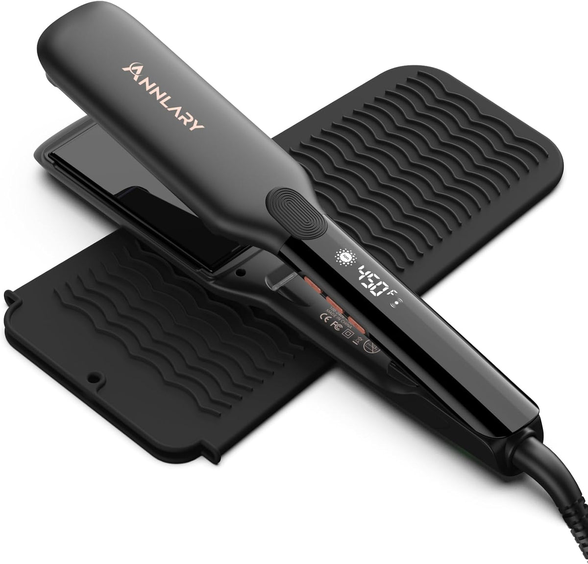 2-in-1 Titanium Ceramic Ionic Hair Straightener and Curler, Dual Voltage Flat Iron