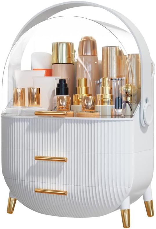 Makeup Organizer Skincare Cosmetic Display Case with Transparent Cover for Vanity and Bathroom
