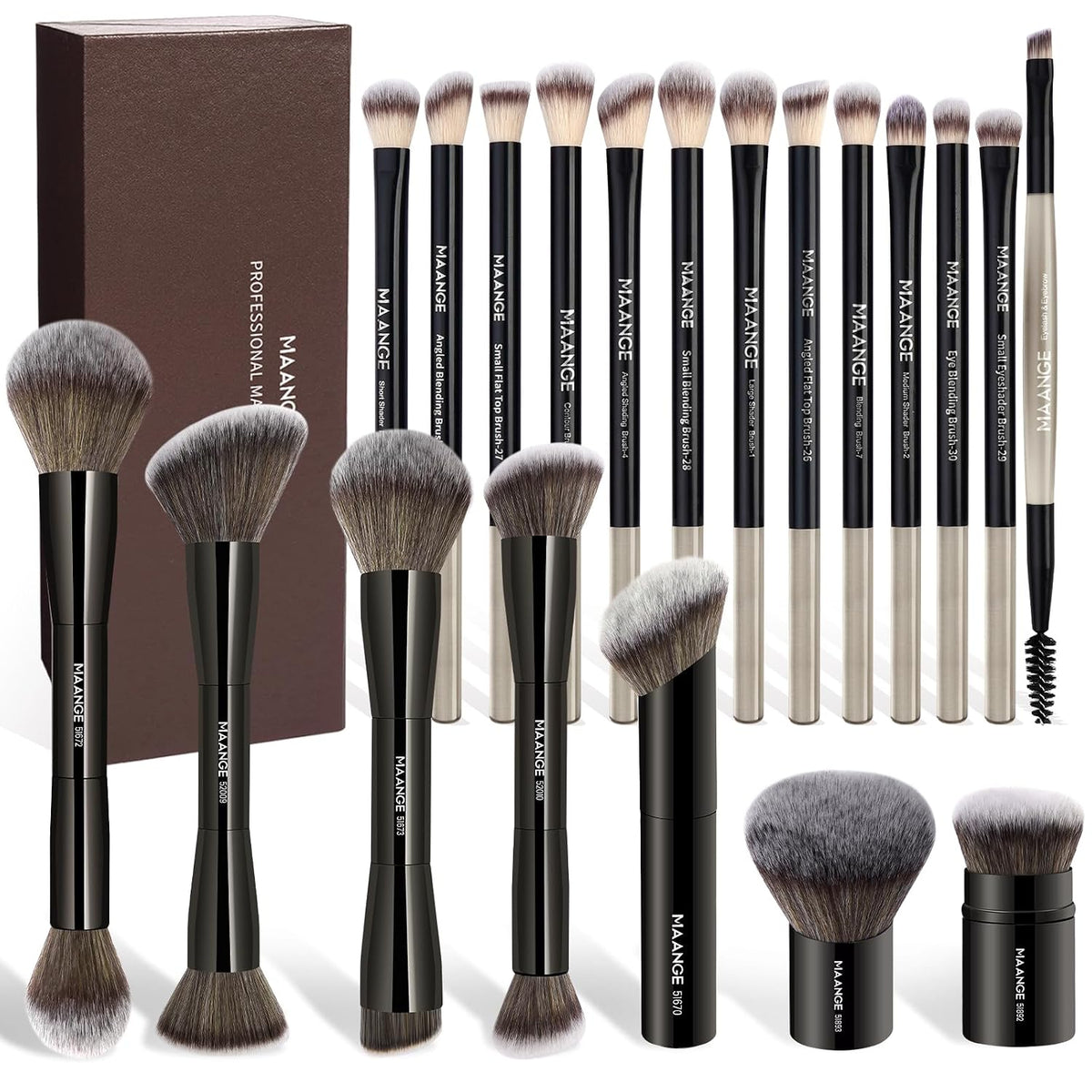 20 Pcs Professional Makeup Brush Set with Gift Box, Double-Ended Multi-functional Beauty Tools