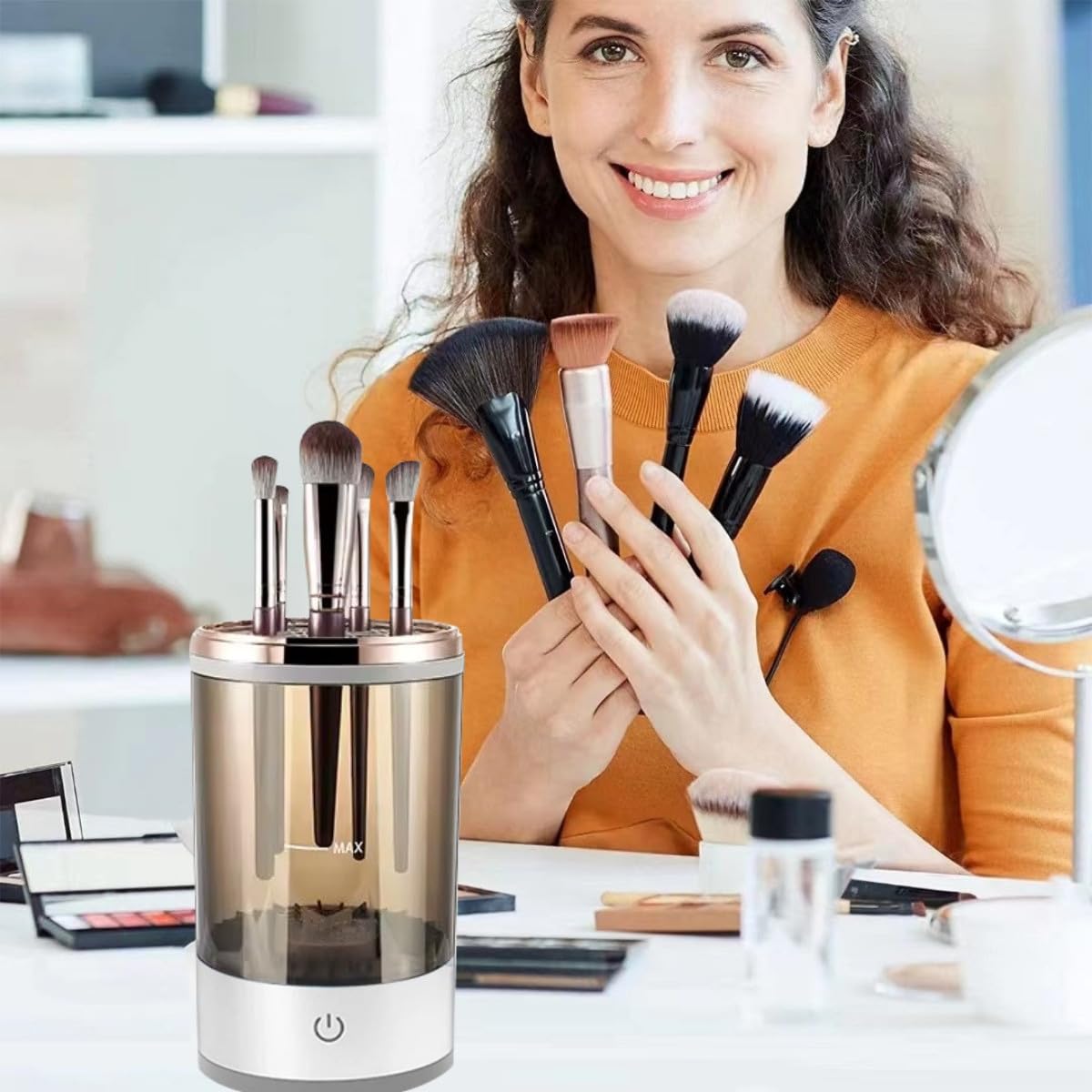Automatic Makeup Brush Cleaner Machine - Sonic Vibration Deep Cleaning for All Brush Sizes
