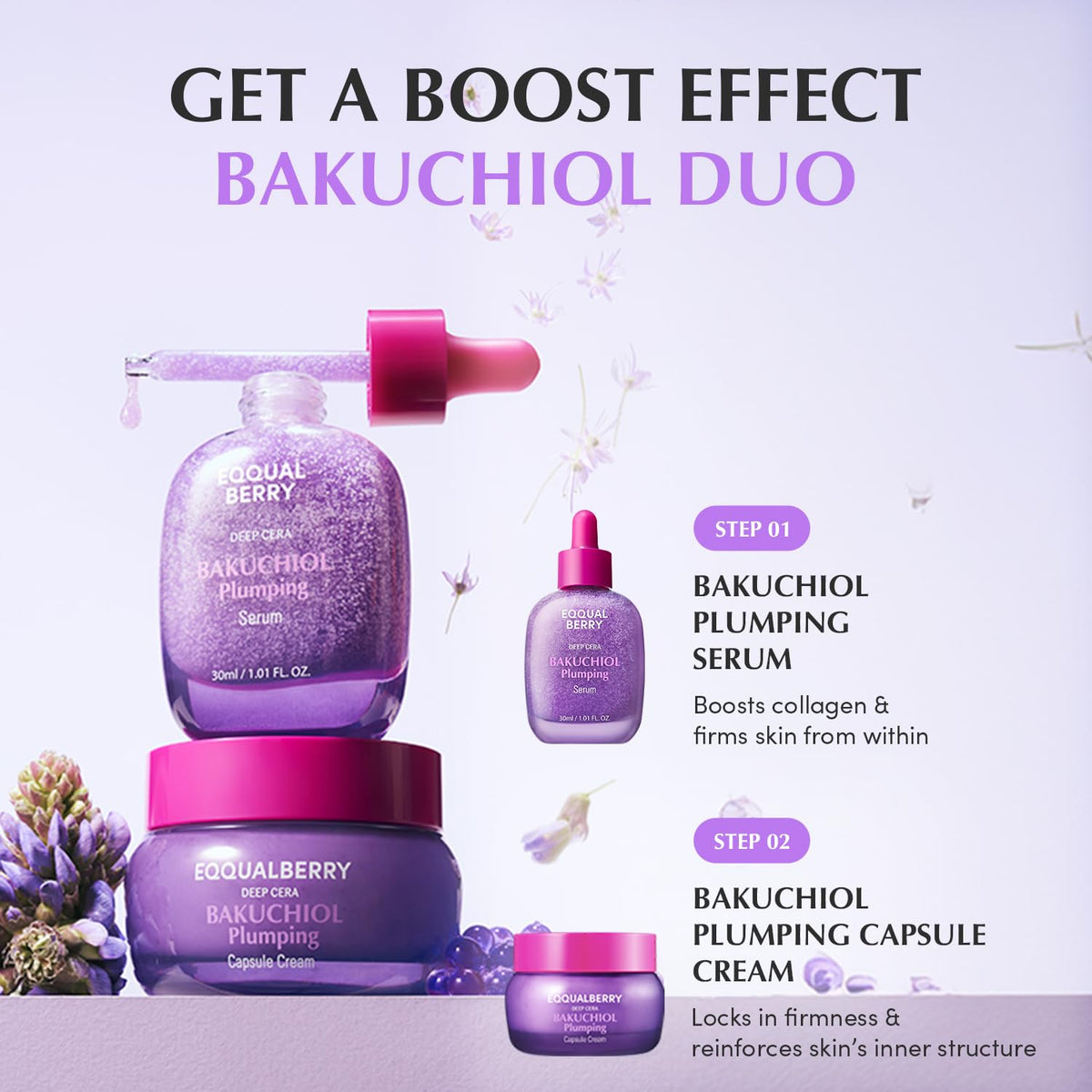 Bakuchiol Plumping Face Serum - Natural Retinol Alternative for Sensitive Skin with Niacinamide