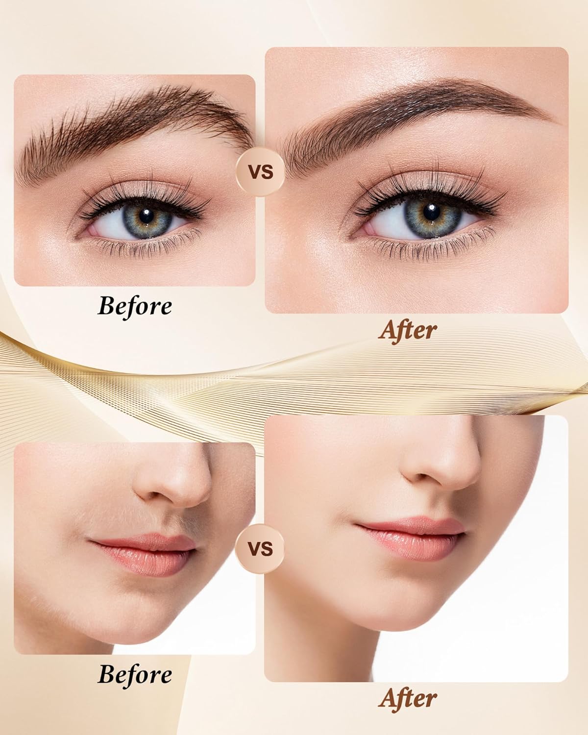 2 in 1 Rechargeable Facial Hair Remover and Eyebrow Trimmer for Women - Painless Electric Face Shaver