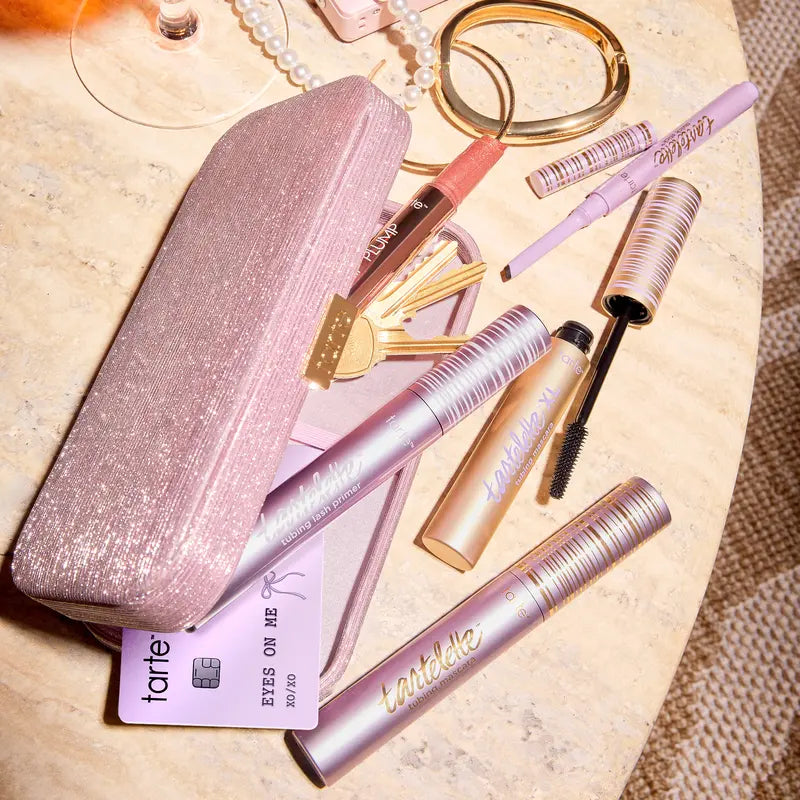 Eyes on Me Mascara and Liner Set - Tubing Primer, Volumizing Mascara, and Eyeliner with Clutch