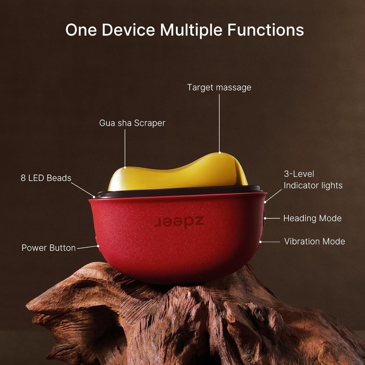 LED Red Light Therapy Face & Neck Massager - Electric Gua Sha Tool with Heat & Vibration