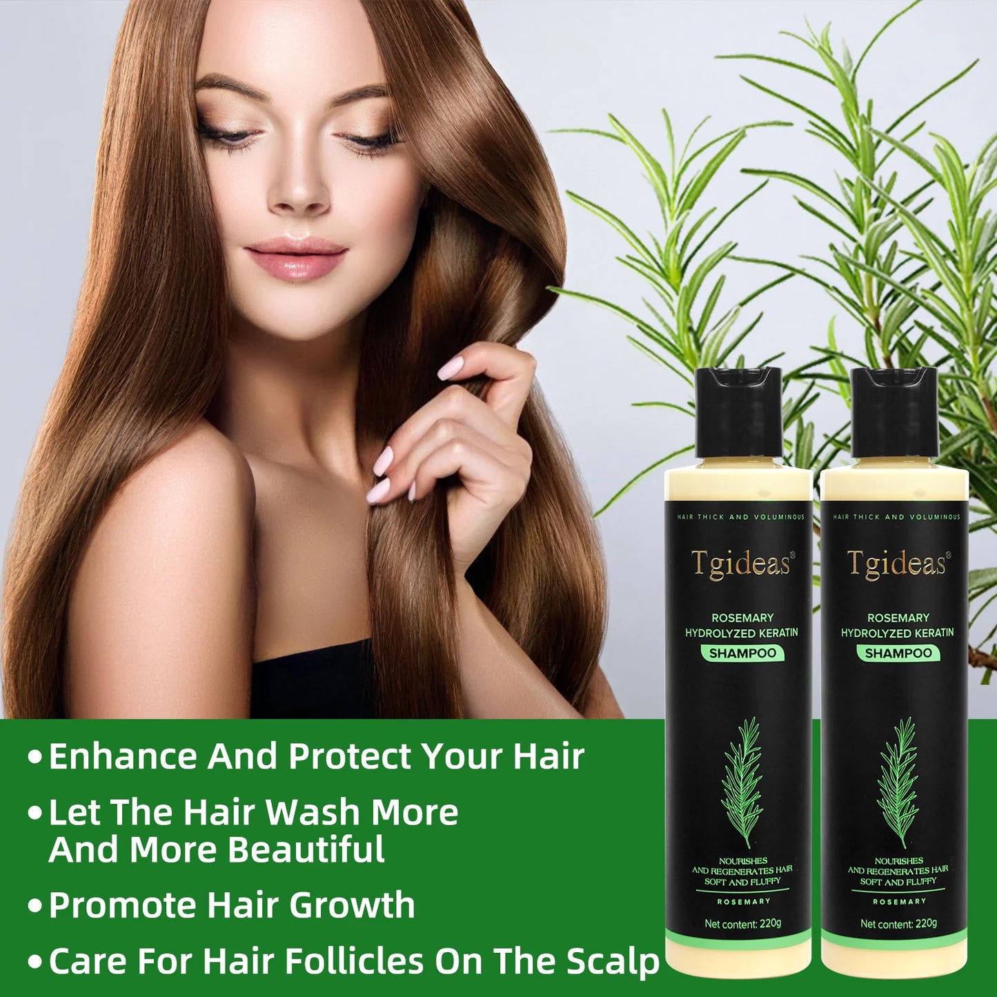 Rosemary Shampoo for Hair Growth and Anti-Dandruff Scalp Treatment - Natural Nourishing Formula