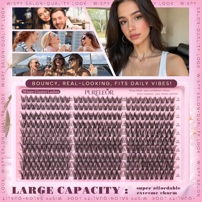 Lash Clusters Kit Wispy Natural DIY Eyelash Extensions 10-16mm 300pcs C Curl Individual Eyelashes