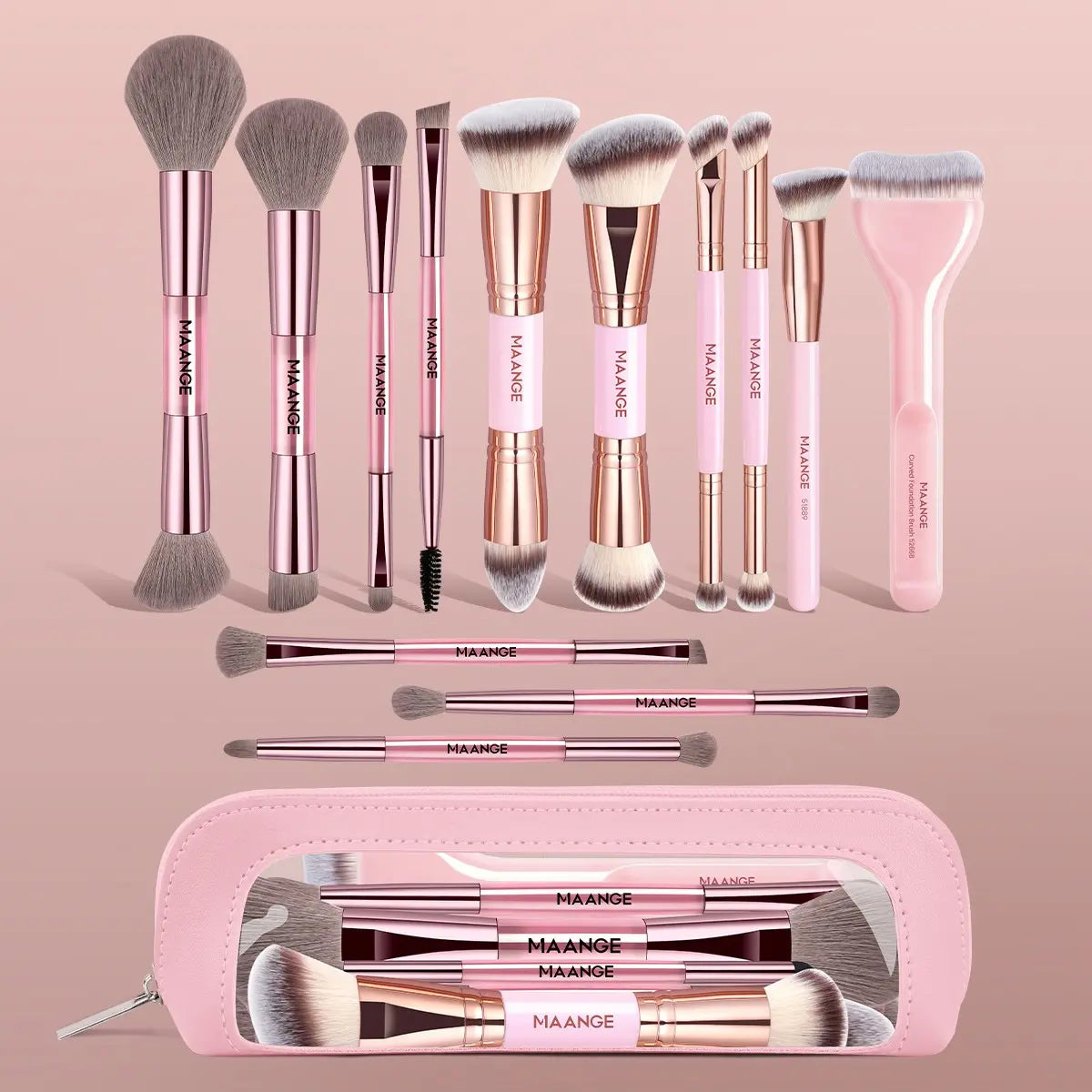13pcs Professional Makeup Brush Set with Travel Bag - Essential Beauty Tools Kit