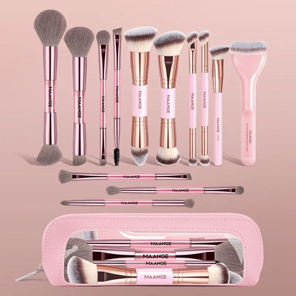 13pcs Professional Makeup Brush Set with Travel Bag - Essential Beauty Tools Kit