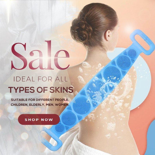 Silicone Bath Body Brush - Double-Sided Back Scrubber for Deep Pore Cleaning
