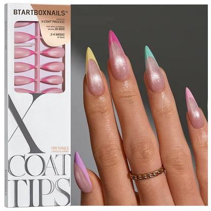 BTArtbox XCOATTIPS French Brighter Pastel - Cat-Eye Base Long Stiletto - image 1