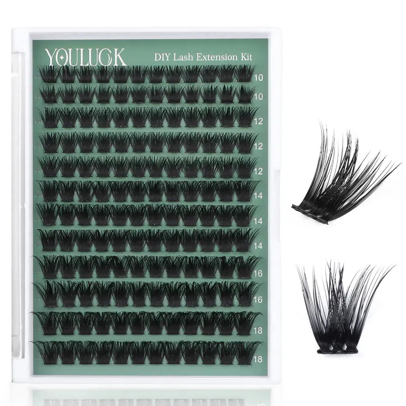 DIY Lash Extension Kit - Waterproof Fluffy Individual Clusters with Bond, Seal and Remover
