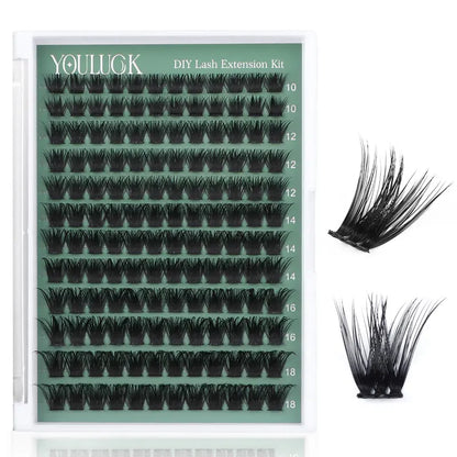 DIY Lash Extension Kit - Waterproof Fluffy Individual Clusters with Bond, Seal and Remover