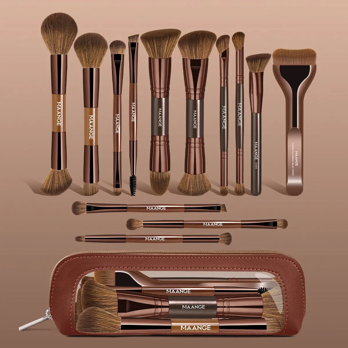 13pcs Professional Makeup Brush Set with Travel Bag - Essential Beauty Tools Kit