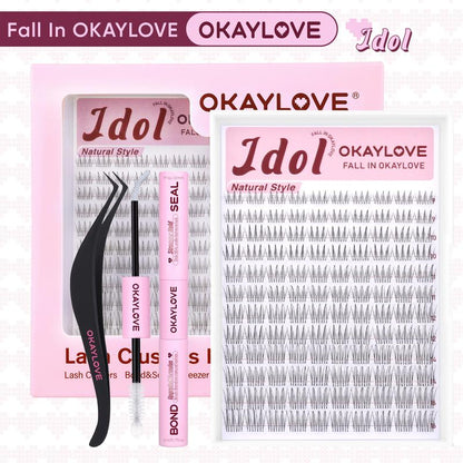 Brown Idol Lash Clusters Kit - D Curl Wispy Extension Kit for Natural DIY Makeup