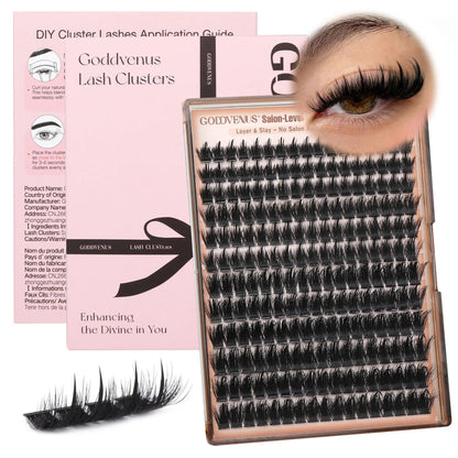 Spiky Manga Lash Clusters - Wispy Individual Eyelash Extensions, D Curve 12-18mm, 204 Pcs