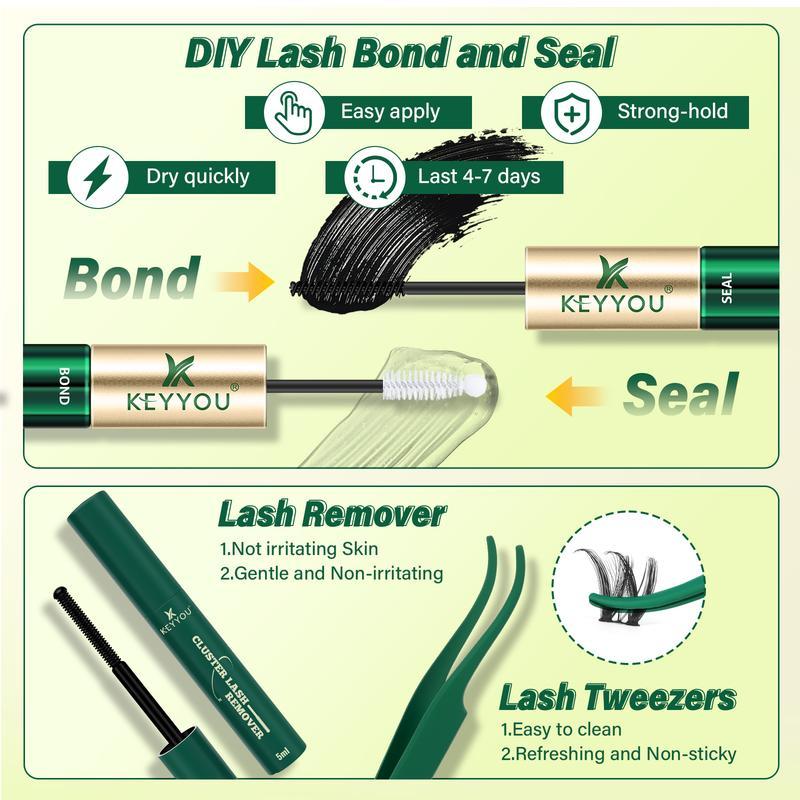 132PCS DIY Cluster Lash Extension Kit - Waterproof D Curl 8-18mm Mix
