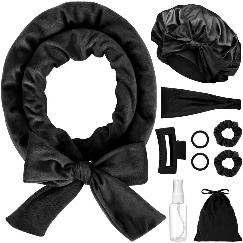 Women's Curly Hair Kit - 65in Soft Velvet Heatless Curler with Satin Sleep Bonnet