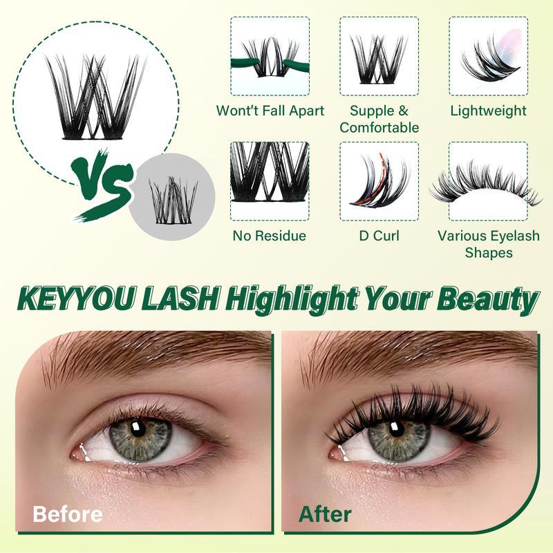 132PCS DIY Cluster Lash Extension Kit - Waterproof D Curl 8-18mm Mix
