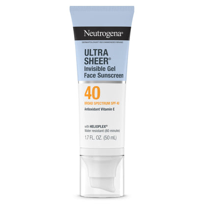 Ultra Sheer Invisible Gel Face Sunscreen Broad Spectrum SPF 40, 1.7 Oz