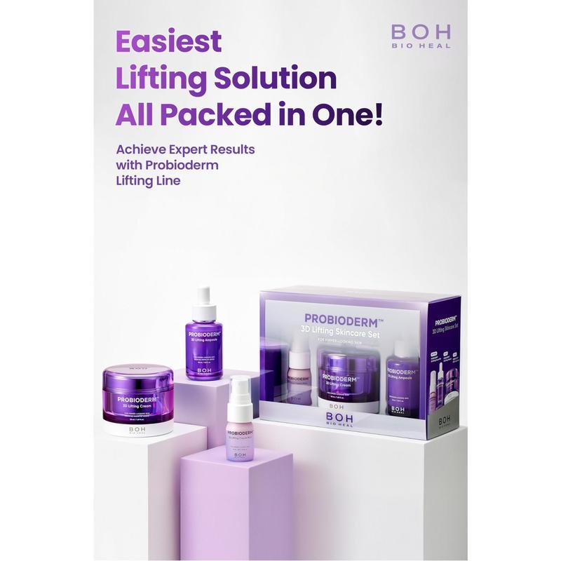 3D Lifting Skincare Set - Anti-Aging Face Moisturizer Night Cream, Ampoule & Facial Serum Spray