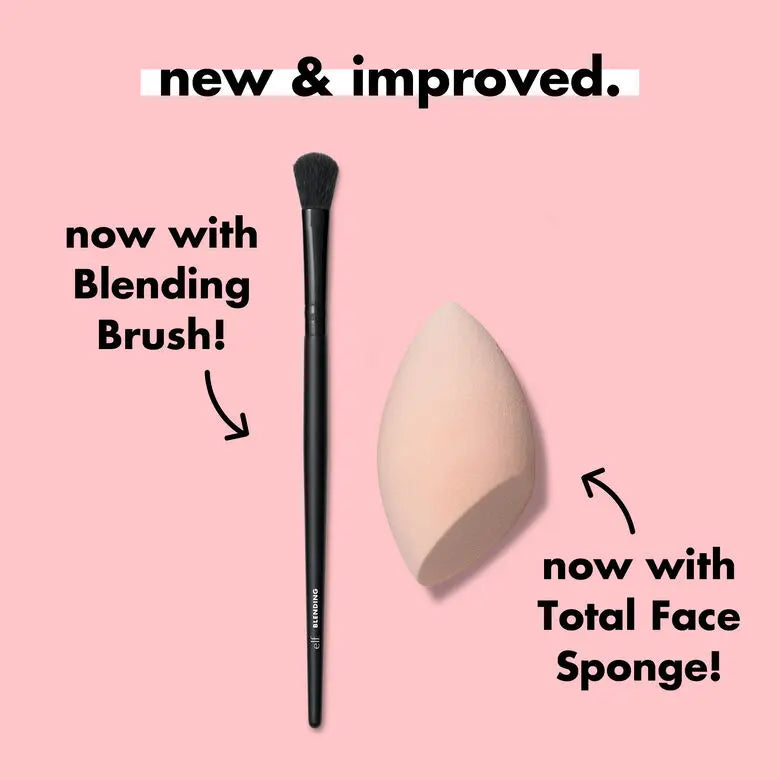 Full Face & Eye Makeup Brush Set with Travel Case - Professional 12-Piece Beauty Kit