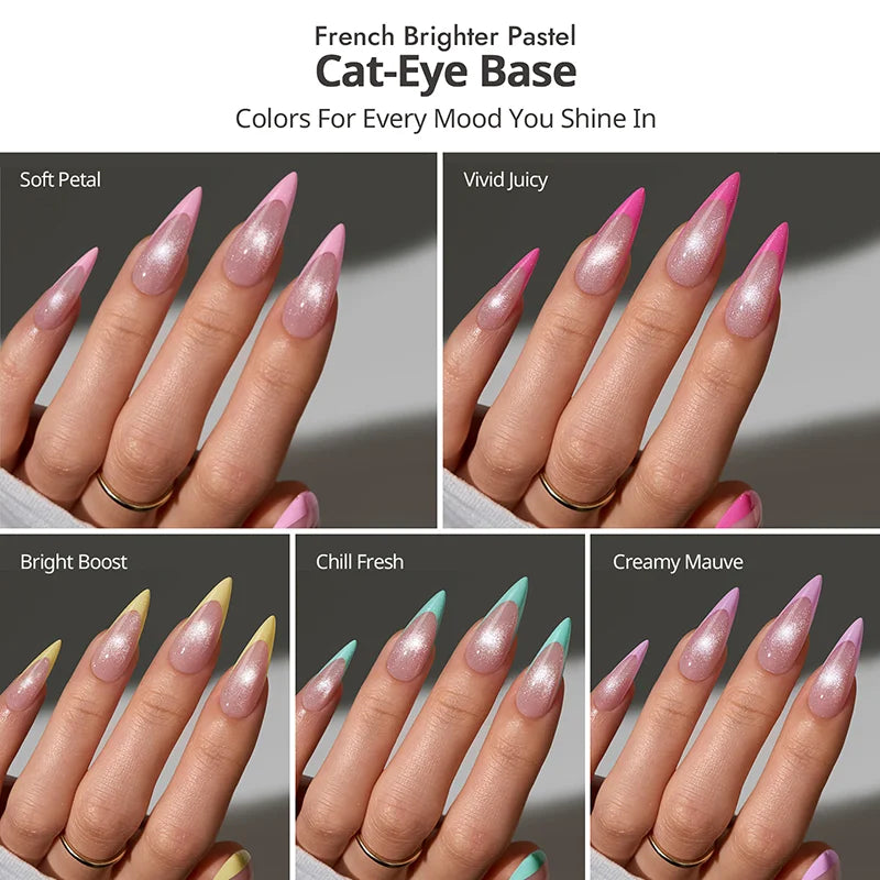 BTArtbox XCOATTIPS French Brighter Pastel - Cat-Eye Base Long Stiletto - image 2