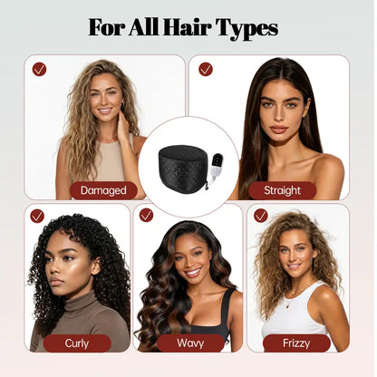 Electric Hair Steamer Cap with 10-Level Quick Heat and 3 Time Settings for Deep Conditioning