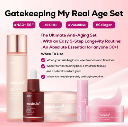 5-Step Longevity Anti-Aging Routine Set with PDRN, Volufiline, Collagen & NAD+ EGF