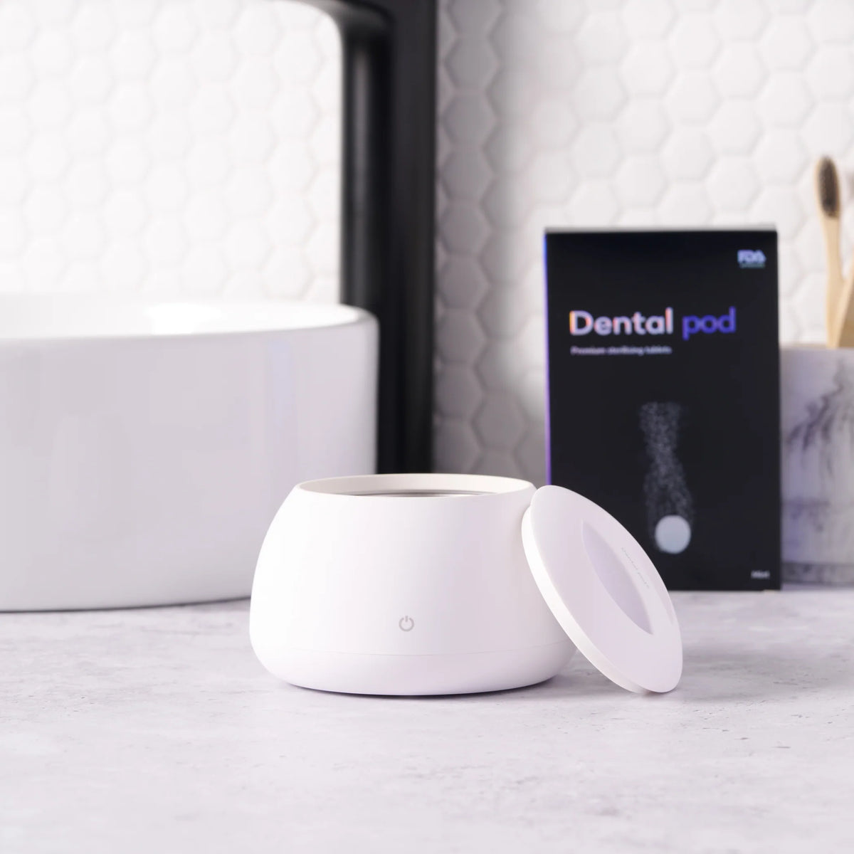 Ultrasonic Dental Appliance Cleaner - Professional UV Sanitizing Pod for Aligners and Retainers
