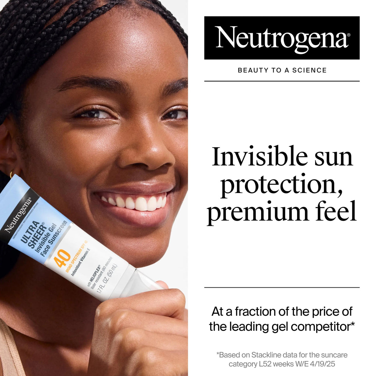 Ultra Sheer Invisible Gel Face Sunscreen Broad Spectrum SPF 40, 1.7 Oz