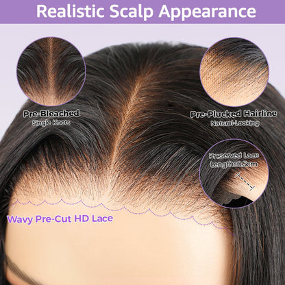 Sleek Straight Pre-cut 7x5 HD Lace Wear Go Glueless Wig with Bleached Invisible Knots