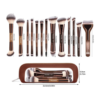 13pcs Professional Makeup Brush Set with Travel Bag - Essential Beauty Tools Kit