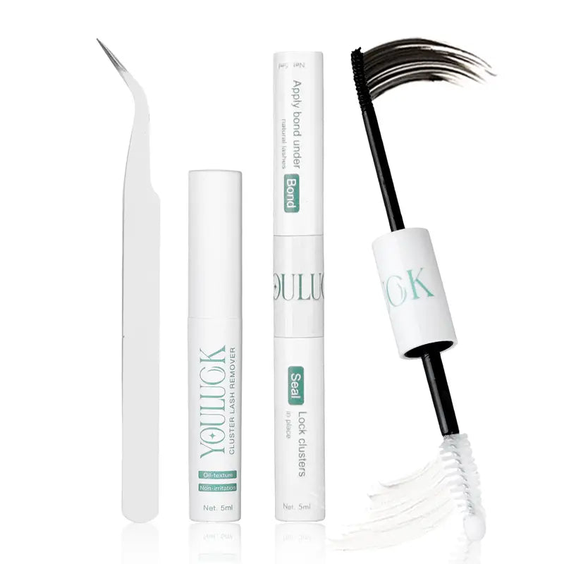 DIY Lash Extension Kit - Waterproof Fluffy Individual Clusters with Bond, Seal and Remover