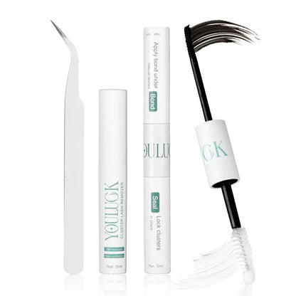 DIY Lash Extension Kit - Waterproof Fluffy Individual Clusters with Bond, Seal and Remover