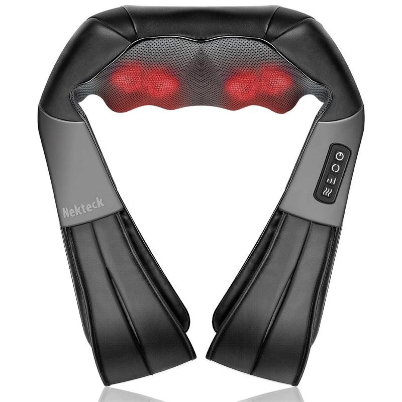 Shiatsu Neck and Back Massager with Soothing Heat and 8 Deep-Kneading Nodes