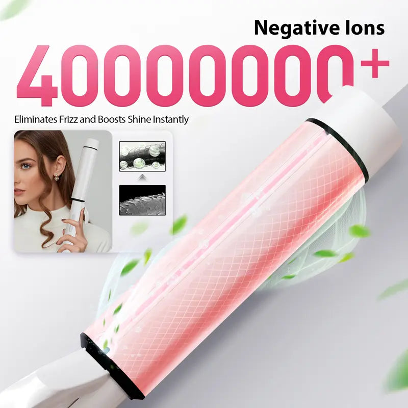 1.5 Inch Ceramic Tourmaline Curling Wand - 40M Negative Ions Large Barrel Curler