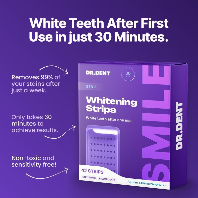 Purple Teeth Whitening Strips - 7/21 Sessions - Enamel Safe & Peroxide-Free for Sensitive Teeth