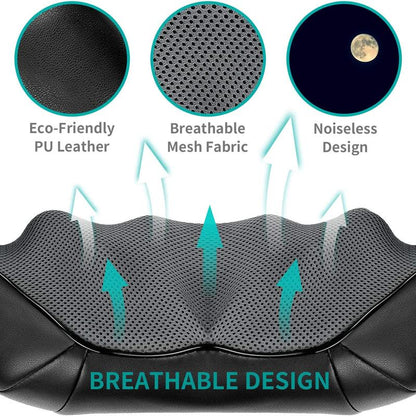 Ergonomic Shiatsu Neck and Back Massager with Soothing Heat and 8 Deep-Kneading Nodes