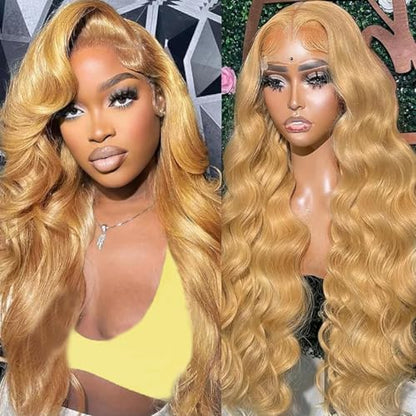 613 Blonde 28-Inch Body Wave Human Hair Wig with 13x6 HD Transparent Lace Front