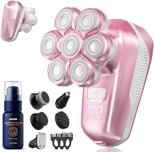 7D Magnetic Electric Shaver for Women & Men, Waterproof Bald Head Trimmer Kit with USB Charging