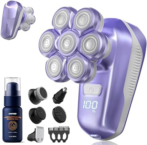 7D Magnetic Electric Shaver for Women & Men, Waterproof Bald Head Trimmer Kit with USB Charging