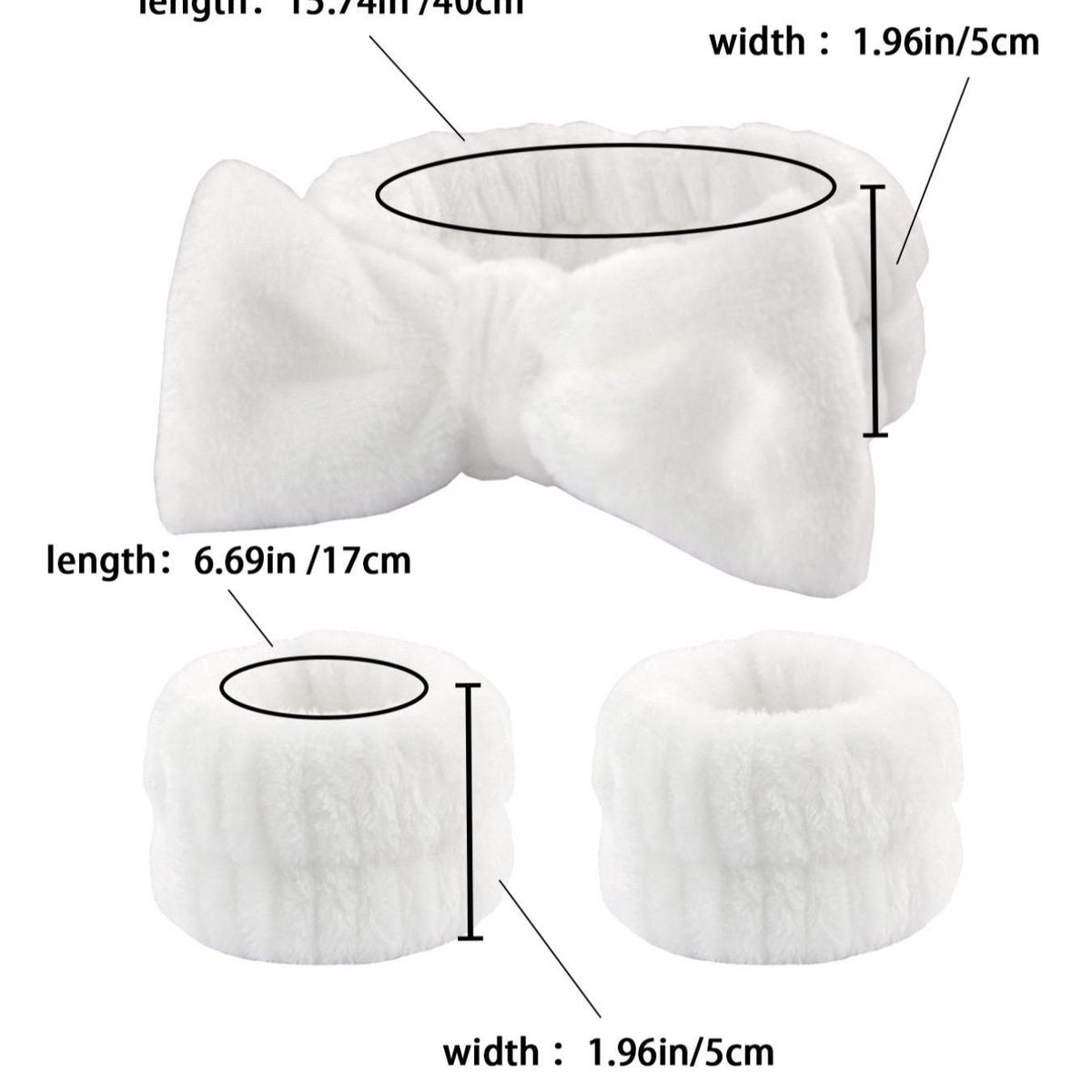Summer Spa Wristband and Headband Set for Face Washing, Skincare, and Makeup