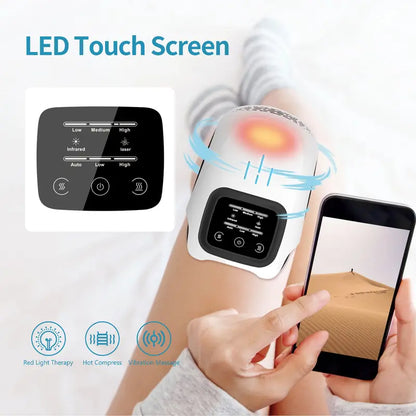 Portable Electric Knee Massager - Rechargeable Heat and Vibration Machine for Joint Relief