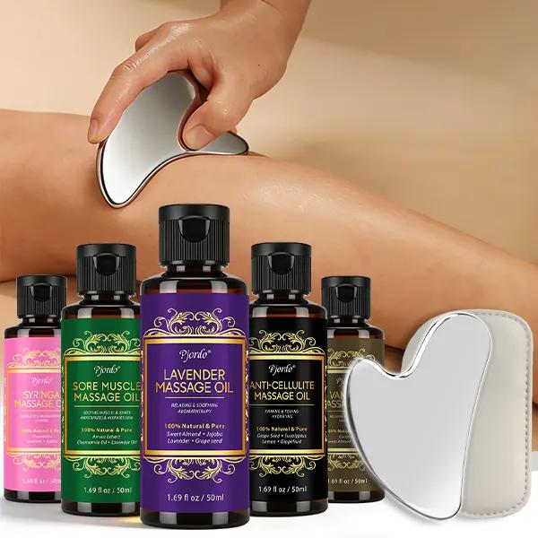 Handheld Full Body Massager Kit with 5 Massage Oils and Gua Sha Tool