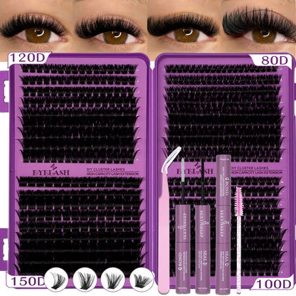Lash Clusters Kit, 594-720pcs, 9-18mm D Curl, 30D-150D Natural Volume Individual Eyelash Set