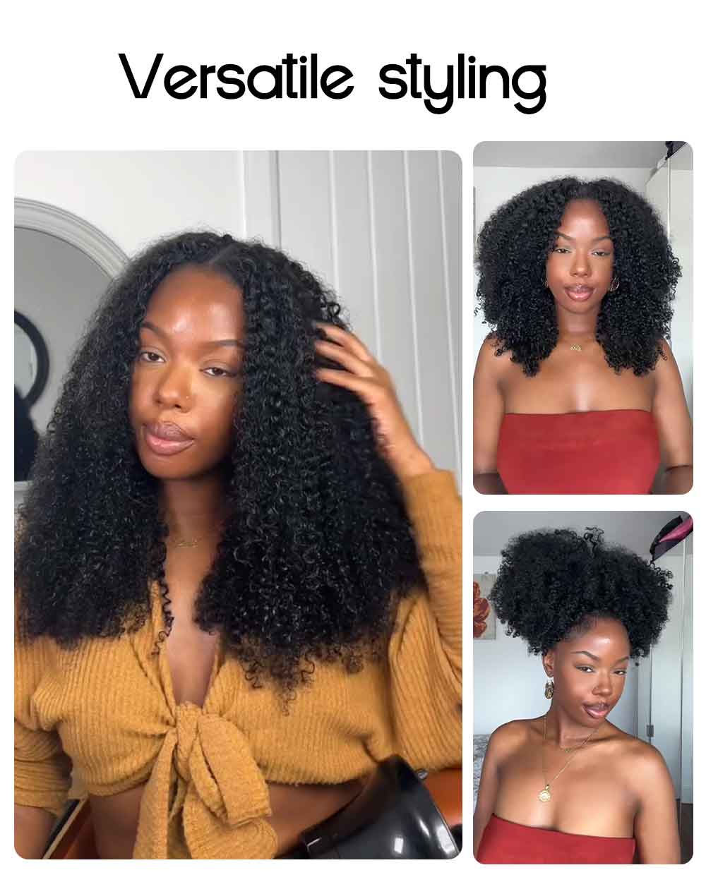 Feather Crochet Curly Hair - 3C-4A Kinky Coily 100% Human Hair Pre-Looped