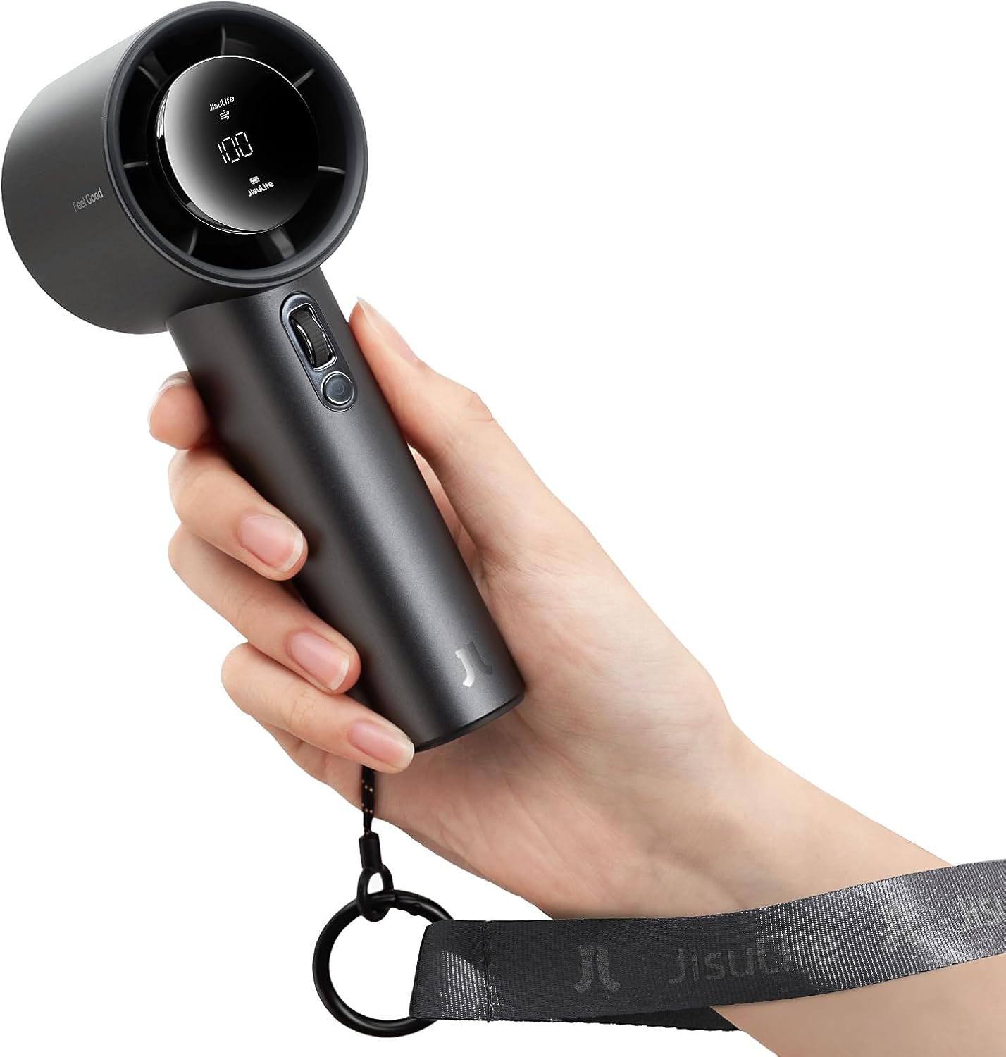 Next-Gen Handheld Fan - High-Speed Airflow, 40h Runtime, Metal Body, 1-100 Speed Scroll Wheel